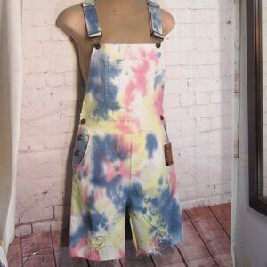 HOLIC JEANS NWT CUT OFF OVERALLS, TIE DYED SIZE M